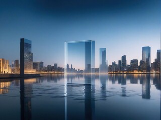 Naklejka premium city skyline at night