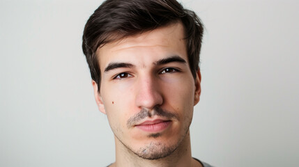 Fototapeta premium portrait of a young man with dark hair and a white background