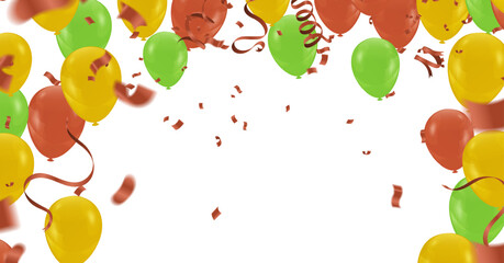 Happy Birthday Background with Flying Balloons and Confetti. Vector Illustration