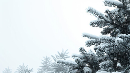 A snow covered tree with a white background