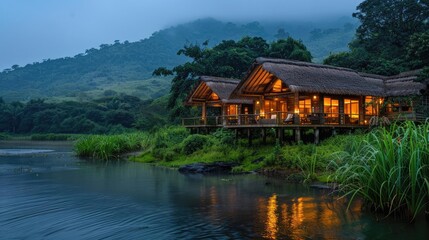 Naklejka premium Write a magazine article profiling a familyrun ecolodge committed to wildlife conservation