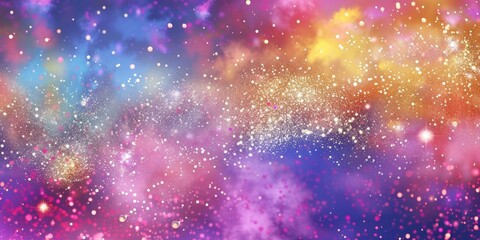 A colorful galaxy with a purple and blue background and a yellow