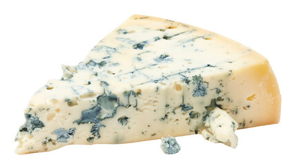 Blue cheese wedge on a transparent background. Generative AI
