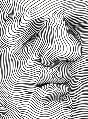 Fototapeta premium Human Face countours in black and white abstract illustration 