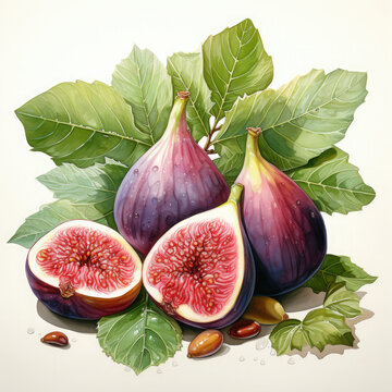 recommend clip art: Watercolor Colorful Fig Illustration, Generative Ai