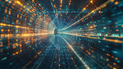 Futuristic Digital Data Stream in Cyberspace