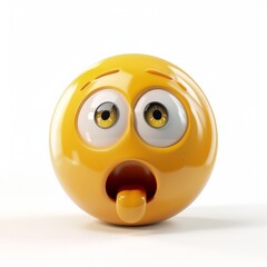 3D Emoji with Shocked Expression, Yellow Cartoon Startled, Surprised Face in Modern Digital Art