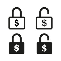 Minimalist financial security vector. Padlocks with dollar signs design. Money protection concept illustration.