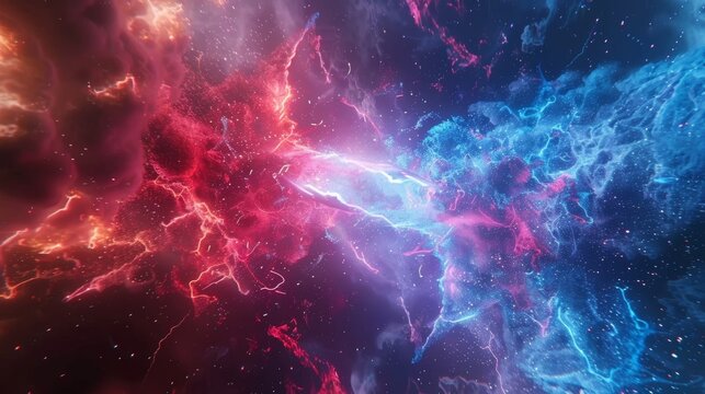 Two distant particles come together in a momentous collision forever changing the fabric of space.