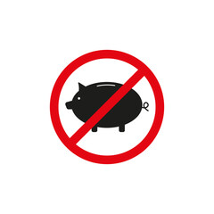 No Piggy Bank Vector icon. Prohibition sign design. Saving money restriction.