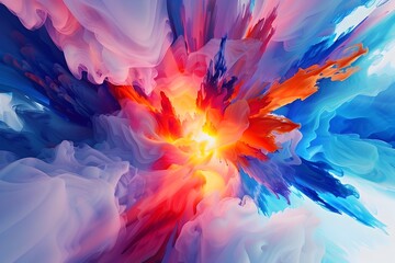 Obraz premium Explosive Chromatic Eruption of Vibrant Energy and Light