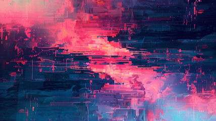  abstract background reminiscent of a digital glitch or pixel distortion.