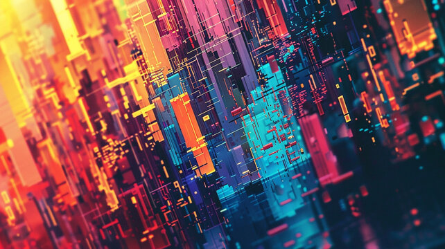  abstract background reminiscent of a digital glitch or pixel distortion.