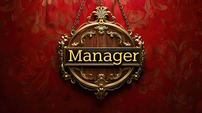 Stylish business card: banner with the text manager on the background, representing a creative and effective solution to express the professionalism and uniqueness of the staff or company.