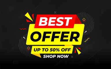 Best Offer sale banner vector template. Offer banner. Sale offer and discounts background, Offer Promotion marketing poster design for web and Social.