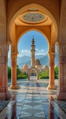 Islamic design for Ramadan Kareem greeting background 3d paper cut style 3D illustration Background for advertising and wallpaper in Islamic pattern mosque stars and lantern generative AI