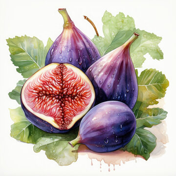 recommend clip art: Watercolor Colorful Fig Illustration, Generative Ai
