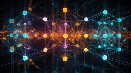 Obraz premium abstract light background Blockchain Connectivity Digital Mesh