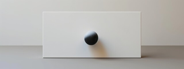 A minimalist white canvas with a small black dot in the center.