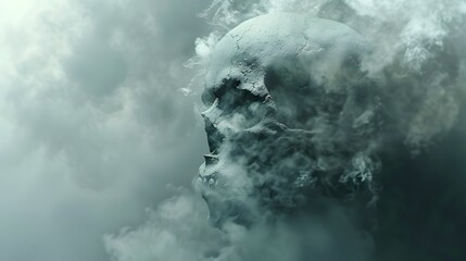 Air Pollution Illustrated as a Deadly Skull Symbol A Haunting Reminder of the Risk of Smoking and Lung Cancer Generative ai - obrazy, fototapety, plakaty