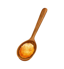 wooden spoon brown powder watercolor digital painting good quality