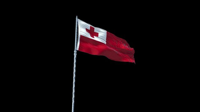 onga flag Waving Realistic With Sky with Alpha Channel