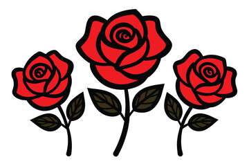 Solid color red rose flowers vector design