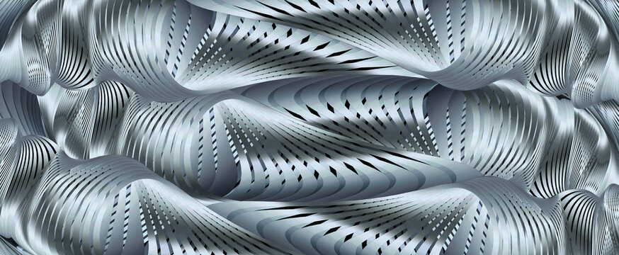 Abstract silver curves in parallel lines graphic illustration