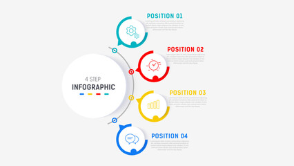 Fototapeta premium Four Step Infographic element design Vector template for presentation. process diagram and presentations step, workflow layout, banner, flow chart, info graphic vector illustration.