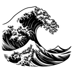 Great Wave Of Japan, Wave, Japan Wave, Japanese Wave Stencil, Ocean Waves, Sea waves, big waves Vector Svg Png Laser cut files Clipart Silhouette Printable