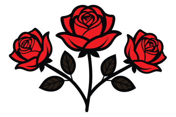 Solid color red rose flowers vector design
