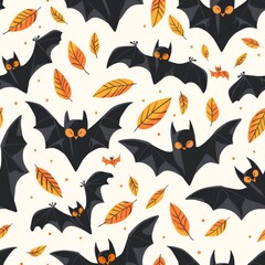 Illustration of bats for Halloween. Seamless pattern. The concept of autumn, Halloween
