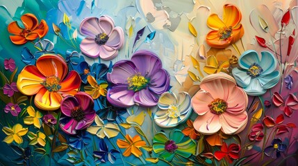 Beautiful background. Beautiful floral background. Colorful flowers. Oil painting. Abstract art background. 