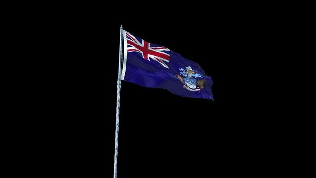 Tristan da Cunha flag Waving Realistic With Sky with Alpha Channel