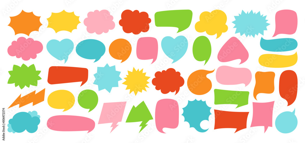 Fototapete speech bubble comic chatting box set. colorful empty design elements dialog clouds message box. spee