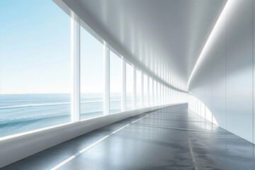 Empty asphalt road by the lake
