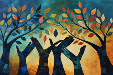 Gratitude Trees: Abstract Illustration of Thankfulness