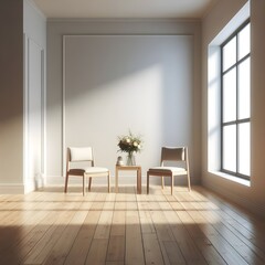 room with flowers and chairs	