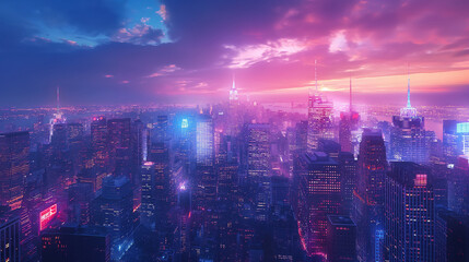 Fototapeta premium Hologram New York aerial view of modern city panorama.