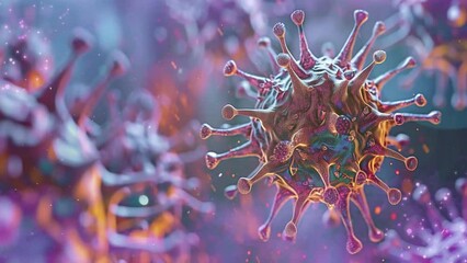 mers virus digital illustration of coronavirus mode. seamless looping overlay 4k virtual video animation background - Powered by Adobe