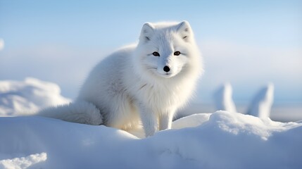 Naklejka premium Captivating Arctic fox in a snowy landscape