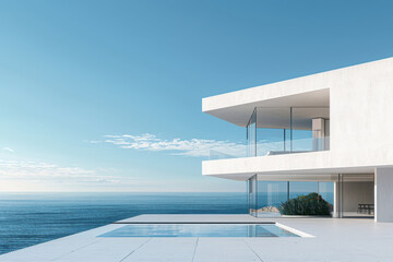 Fototapeta premium Modern buildings by the lake. Empty architectural background.