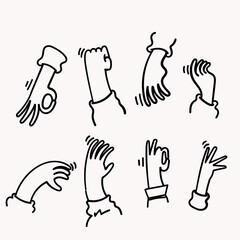 hand drawn doodle cartoon hand gesture illustration vector