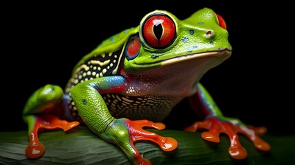 Enchanting tree frog perched on a leaf,