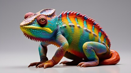 Obraz premium Exotic chameleon showcasing its color-changing prowess,