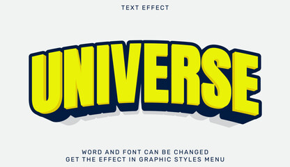 Universe text effect template in 3d design