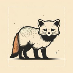 arctic fox cartoon flat illustration minimal line art