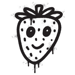Spray Painted Graffiti Strawberry icon Sprayed isolated with a white background.