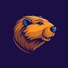 beaver head simple logo solid flat color
