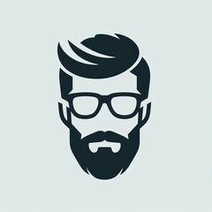 Man with Mustache and Glasses Logo Design